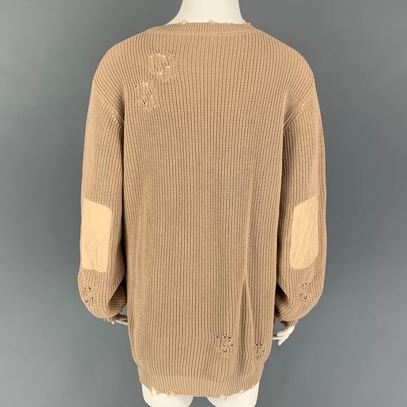 SER.O.YA Size L Beige Cotton Distressed Sweater - Picture 3 of 6